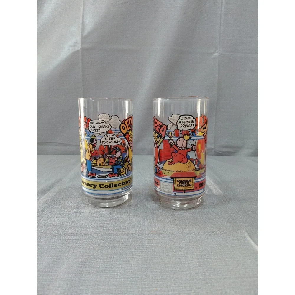 Vtg 1982 Popeye's 10th Anniv Collector's Series Glasses Olive Oyl Swee' Pea